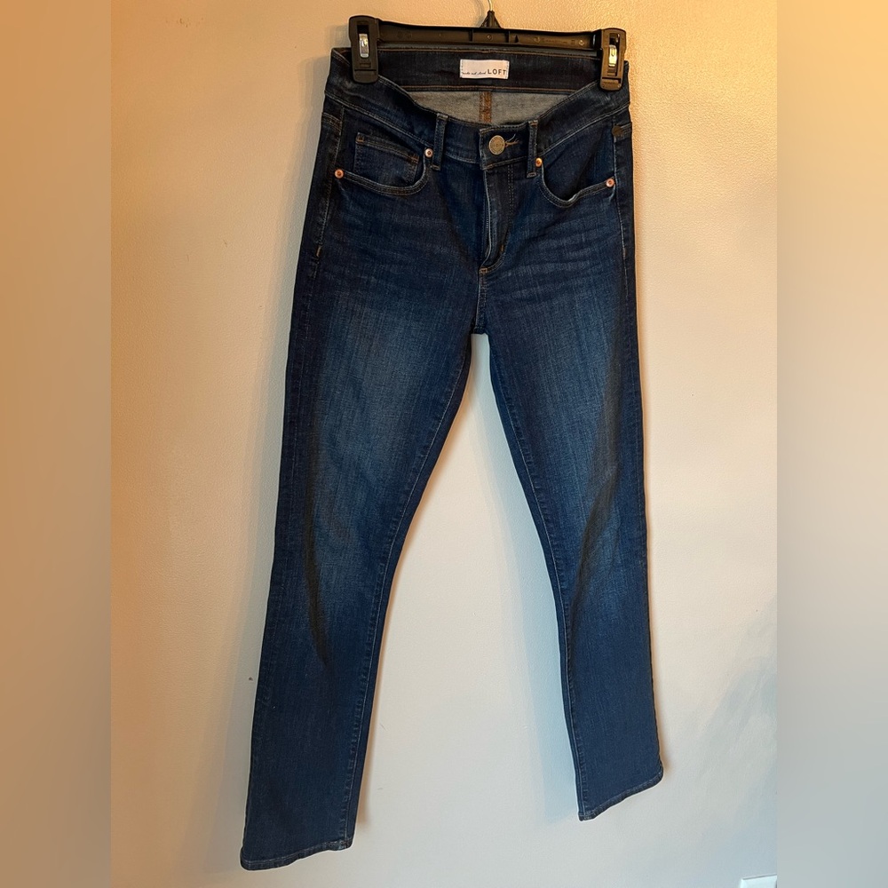 LOFT Modern Straight Dark Wash Denim Jeans